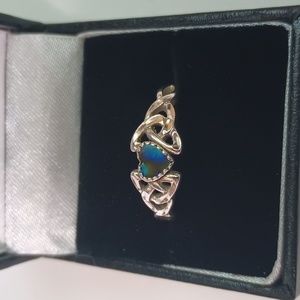 925 Abalone Heart Celtic Knot Ring
